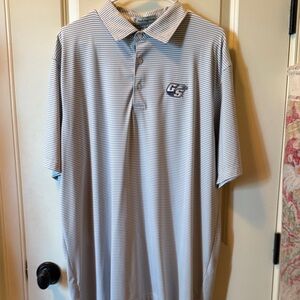 Peach State Pride Ga Southern Light Blue Striped Polo Shirt